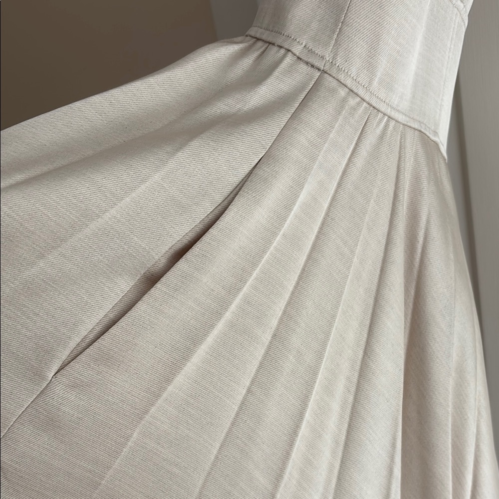 Banana Republic Ness Pleated Satin Midi Dress Size 4 Cream - Picture 13 of 14